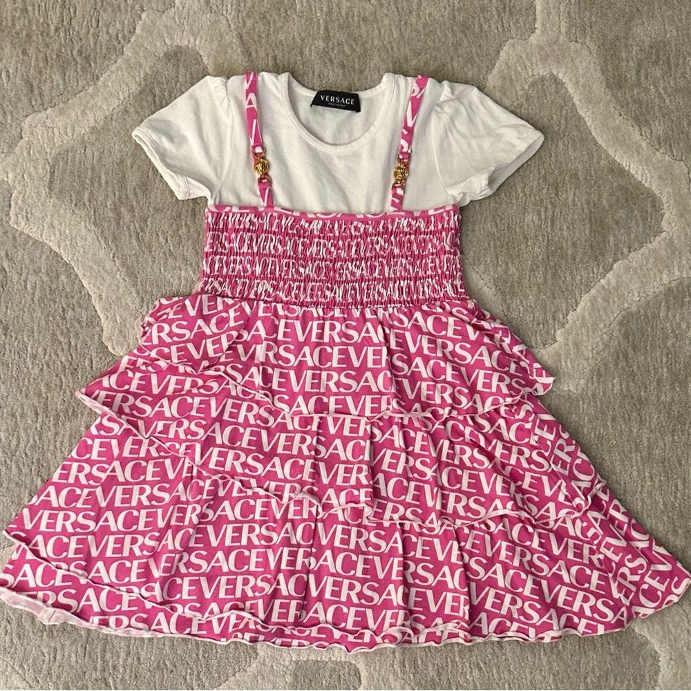 Versace Gold Accent Pink and White Top